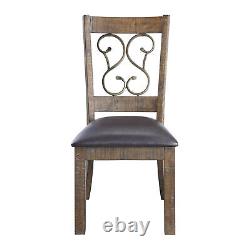Side Chair (Set-2) in Black PU & Weathered Cherry Finish
