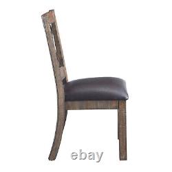 Side Chair (Set-2) in Black PU & Weathered Cherry Finish