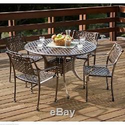 Sierra Cast Aluminum Outdoor Dining Set in Copper Finish