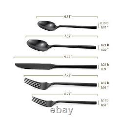 Silverware Set Flatware Set Matte Black Cutlery Set Brushed Finished Hexagon