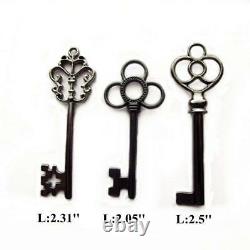 Skeleton Keys Antique Vintage Style Large in Gunmetal Black Finish 30 Key Set