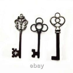 Skeleton Keys Antique Vintage Style Large in Gunmetal Black Finish 30 Key Set
