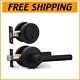 Sleek Round Entry Door Handle & Deadbolt Set Iron Black Finish For All Doors