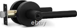 Sleek Round Entry Door Handle & Deadbolt Set Iron Black Finish for All Doors