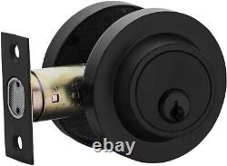 Sleek Round Entry Door Handle & Deadbolt Set Iron Black Finish for All Doors