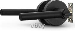 Sleek Round Entry Door Handle & Deadbolt Set Iron Black Finish for All Doors