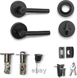 Sleek Round Entry Door Handle & Deadbolt Set Iron Black Finish for All Doors