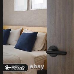 Sleek Round Entry Door Handle & Deadbolt Set Iron Black Finish for All Doors