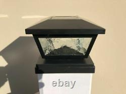 Solar Post Cap Lights with Pebbled Print Glass Frames and 2 Ultra Bright SMD LED