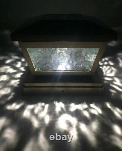 Solar Post Cap Lights with Pebbled Print Glass Frames and 2 Ultra Bright SMD LED