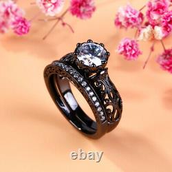 Sparkling 2.10Ct Round VVS1/D Diamond Bridal-Set Ring in 14K Black Gold Finish