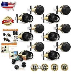 Stainless Steel Keyed Entry Knob and Deadbolt Combo 6-Piece Set, Black Finish