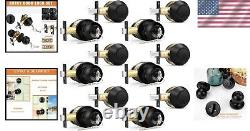 Stainless Steel Keyed Entry Knob and Deadbolt Combo 6-Piece Set, Black Finish