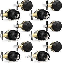 Stainless Steel Keyed Entry Knob and Deadbolt Combo 6-Piece Set, Black Finish