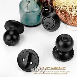 Stainless Steel Keyed Entry Knob and Deadbolt Combo 6-Piece Set, Black Finish