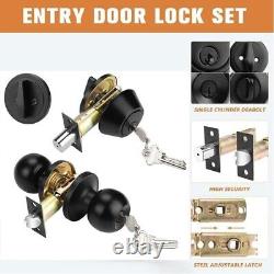 Stainless Steel Keyed Entry Knob and Deadbolt Combo 6-Piece Set, Black Finish