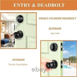 Stainless Steel Keyed Entry Knob and Deadbolt Combo 6-Piece Set, Black Finish