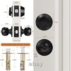 Stainless Steel Keyed Entry Knob and Deadbolt Combo 6-Piece Set, Black Finish