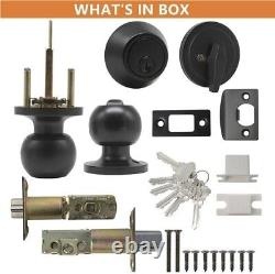 Stainless Steel Keyed Entry Knob and Deadbolt Combo 6-Piece Set, Black Finish