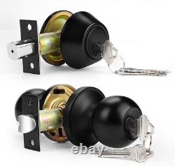Stainless Steel Keyed Entry Knob and Deadbolt Combo 6-Piece Set, Black Finish