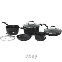 Starfrit Cookware Set Aluminum Nonstick Rock-Like Finish 8-Piece Black Speckle