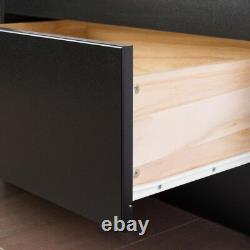 Storage Bed Twin Size Wood Platform Freestanding Classic Style in Black Finish