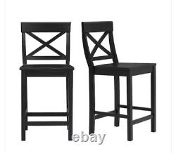 StyleWell Cedarville Black Charcoal Finish Counter Stool (Set of 2)