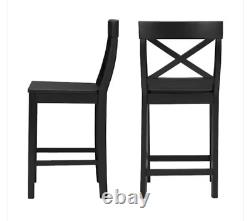 StyleWell Cedarville Black Charcoal Finish Counter Stool (Set of 2)