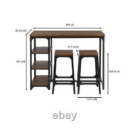 StyleWell Dining Set Rectangle Backless Wood Top Oak Finish Haze/Black (3-Piece)