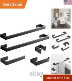 Stylish 5-Piece Wall Mounted Bathroom Accessory Set in Matte Black Finish