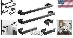 Stylish 5-Piece Wall Mounted Bathroom Accessory Set in Matte Black Finish