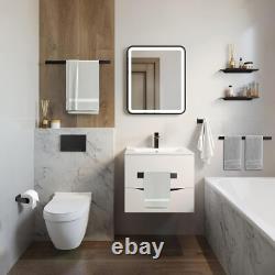 Stylish 5-Piece Wall Mounted Bathroom Accessory Set in Matte Black Finish