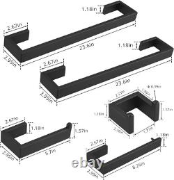 Stylish 5-Piece Wall Mounted Bathroom Accessory Set in Matte Black Finish