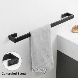Stylish 5-Piece Wall Mounted Bathroom Accessory Set in Matte Black Finish