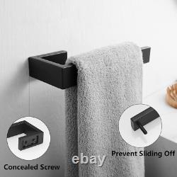 Stylish 5-Piece Wall Mounted Bathroom Accessory Set in Matte Black Finish