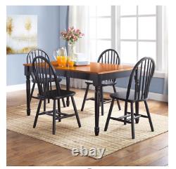 Stylish Autumn Lane Windsor Solid Wood Dining Chairs, Set of 2, Black Finish NEW