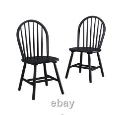 Stylish Autumn Lane Windsor Solid Wood Dining Chairs, Set of 2, Black Finish NEW