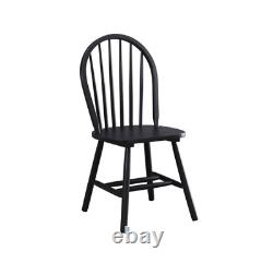 Stylish Autumn Lane Windsor Solid Wood Dining Chairs, Set of 2, Black Finish NEW