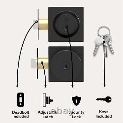 Stylish Reversible Door Knob & Keyed Deadbolt Set Durable Matte Black Finish