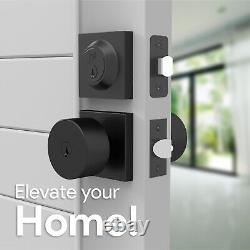 Stylish Reversible Door Knob & Keyed Deadbolt Set Durable Matte Black Finish