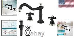 Stylish Widespread Bathroom Faucet Set Matte Black & Brushed Nickel Finish