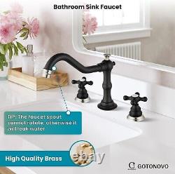 Stylish Widespread Bathroom Faucet Set Matte Black & Brushed Nickel Finish