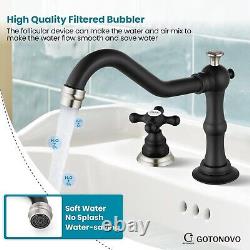 Stylish Widespread Bathroom Faucet Set Matte Black & Brushed Nickel Finish