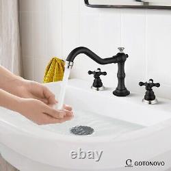 Stylish Widespread Bathroom Faucet Set Matte Black & Brushed Nickel Finish