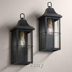 Sunderland 18 1/2 High Black Finish Steel Wall Sconce Set of 2