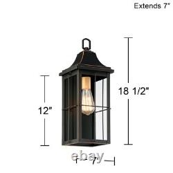 Sunderland 18 1/2 High Black Finish Steel Wall Sconce Set of 2
