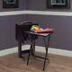 Table Set Black Finish Furniture Four Wood Tv Tray Tables One Storage Stand Home