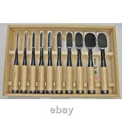 Tasai Oire Nomi Japanese Bench Chisels Fusetsu Set of 10 Black Finish