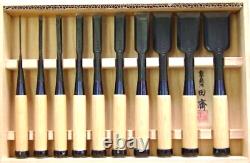 Tasai Oire Nomi Japanese Bench Chisels Fusetsu Set of 10 Black Finish White Oak