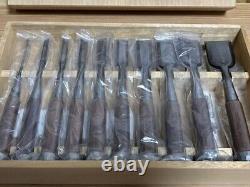 Tasai Oire Nomi Japanese Bench Chisels Set of 10 Polished Black Finish With Box